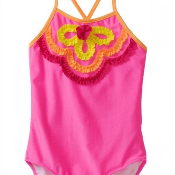 Love U Lots Girls' Swimsuit Ruffle Flower Design - Picture 2 of 5